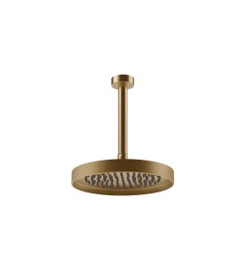 Gessi Inverso Diamantato Deszczownica Ø 250 mm z ramieniem sufitowym (długość regulowana) Warm Bronze Brushed PVD 63653.726