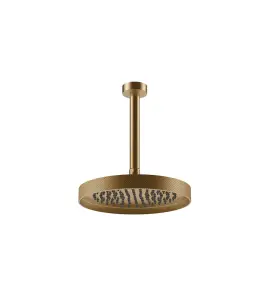 Gessi Inverso Diamantato Deszczownica Ø 250 mm z ramieniem sufitowym (długość regulowana) Warm Bronze Brushed PVD 63653.726