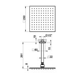 Gessi Inverso Diamantato Deszczownica kwadratowa 250x250 mm z ramieniem sufitowym Finox Brushed Nickel 59155.149