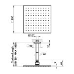 Gessi Inverso Diamantato Deszczownica kwadratowa 250x250 mm z ramieniem sufitowym (długość regulowana) Finox Brushed Nickel 59159.149