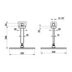 Gessi Inverso Diamantato Deszczownica 300x300 mm z ramieniem sufitowym Warm Bronze Brushed PVD 15186.726