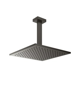 Gessi Inverso Diamantato Deszczownica 300x300 mm z ramieniem sufitowym Black Metal Brushed PVD 15186.707