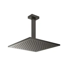 Gessi Inverso Diamantato Deszczownica 300x300 mm z ramieniem sufitowym Black Metal Brushed PVD 15186.707