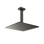 Gessi Inverso Diamantato Deszczownica 300x300 mm z ramieniem sufitowym Black Metal Brushed PVD 15186.707
