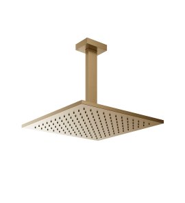 Gessi Inverso Diamantato Deszczownica 300x300 mm z ramieniem sufitowym Warm Bronze Brushed PVD 15186.726