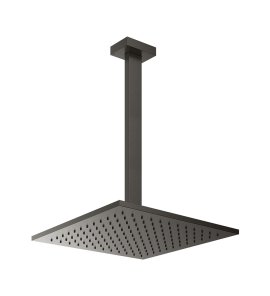 Gessi Inverso Diamantato Deszczownica 300x300 mm z ramieniem sufitowym (długość regulowana) Black Metal Brushed PVD 15199.707