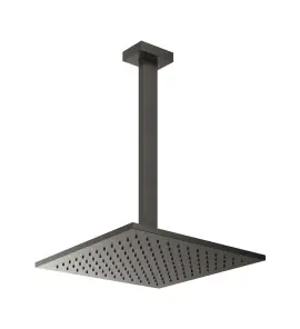 Gessi Inverso Diamantato Deszczownica 300x300 mm z ramieniem sufitowym (długość regulowana) Black Metal Brushed PVD 15199.707