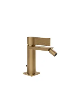 Gessi Inverso Rigato Bateria bidetowa z korkiem klik-klak Warm Bronze Brushed PVD 73507.726