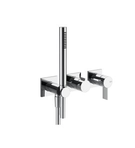 Gessi Inverso Rigato Bateria prysznicowa z przełącznikiem 2-drożnym ze słuchawką i wężem - element zewnętrzny Chrom 73536.031
