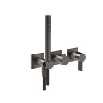 Gessi Inverso Rigato Bateria prysznicowa z przełącznikiem 2-drożnym ze słuchawką i wężem - element zewnętrzny Black Metal Brushed PVD 73536.707