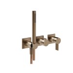 Gessi Inverso Rigato Bateria prysznicowa z przełącznikiem 2-drożnym ze słuchawką i wężem - element zewnętrzny Coffee Bronze Brushed PVD 73536.761