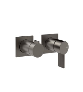 Gessi Inverso Rigato Bateria prysznicowa podtynkowa 2-drożna - element zewnętrzny Black Metal Brushed PVD 73538.707