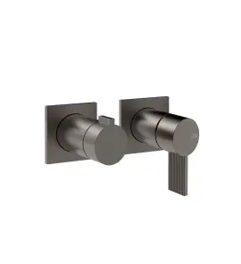 Gessi Inverso Rigato Bateria prysznicowa podtynkowa 2-drożna - element zewnętrzny Black Metal Brushed PVD 73538.707