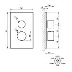 Gessi Inverso Rigato Bateria podtynkowa termostatyczna 3-drożna - element zewnętrzny Finox Brushed Nickel 73537.149