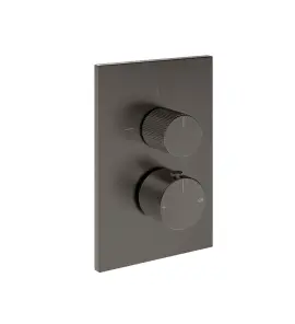 Gessi Inverso Rigato Bateria podtynkowa termostatyczna 3-drożna - element zewnętrzny Black Metal Brushed PVD 73537.707