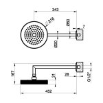 Gessi Inverso Rigato Deszczownica Ø 218 mm z ramieniem ściennym Finox Brushed Nickel 63548.149