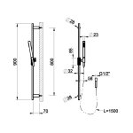 Gessi Inverso Rigato Drążek prysznicowy ze słuchawką, wężem 1500 mm Finox Brushed Nickel 63584.149