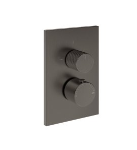 Gessi Inverso Rigato Mieszacz podtynkowy termostatyczny jednodrożny - element zewnętrzny Black Metal Brushed PVD 73533.707