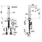 Gessi MECCANICA Bateria umywalkowa elektroniczna jednootworowa element zewnętrzny steel brushed 54280.239