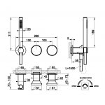 Gessi Origini Bateria natryskowa 3-otworowa podtynkowa z zestawem prysznicowym - element zewnętrzny Chrom 66036.031