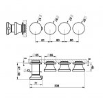 Gessi Origini Bateria natryskowa termostatyczna 4-uchwytowa podtynkowa 3-drożna - element zewnętrzny Chrom 66336.031