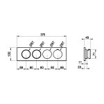 Gessi Origini Bateria natryskowa termostatyczna 4-uchwytowa podtynkowa 2-drożna - element zewnętrzny Black Metal Brushed PVD 66222.707