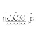 Gessi Origini Bateria natryskowa termostatyczna 5-uchwytowa podtynkowa 3-drożna - element zewnętrzny Copper Brushed PVD 66224.708