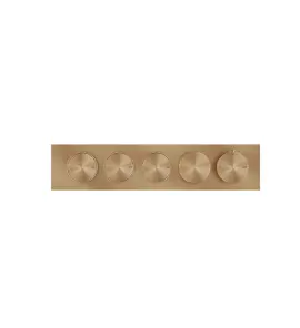 Gessi Origini Bateria natryskowa termostatyczna 5-uchwytowa podtynkowa 3-drożna - element zewnętrzny Warm Bronze Brushed PVD 66224.726