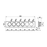Gessi Origini Bateria natryskowa termostatyczna 6-uchwytowa podtynkowa 4-drożna - element zewnętrzny Black Metal Brushed PVD 66226.707