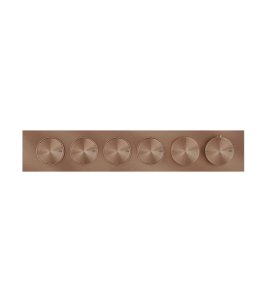 Gessi Origini Bateria natryskowa termostatyczna 6-uchwytowa podtynkowa 4-drożna - element zewnętrzny Copper Brushed PVD 66226.708