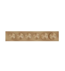 Gessi Origini Bateria natryskowa termostatyczna 6-uchwytowa podtynkowa 4-drożna - element zewnętrzny Warm Bronze Brushed PVD 66226.726