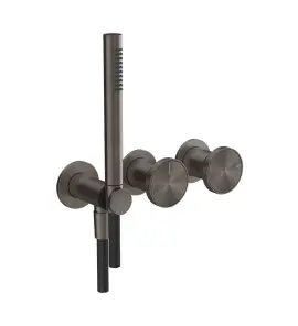 Gessi Origini Bateria prysznicowa z przełącznikiem 2-drożnym ze słuchawką i wężem - element zewnętrzny Black Metal Brushed PVD 66036.707
