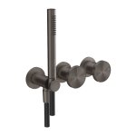 Gessi Origini Bateria prysznicowa z przełącznikiem 2-drożnym ze słuchawką i wężem - element zewnętrzny Black Metal Brushed PVD 66036.707
