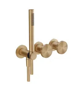 Gessi Origini Bateria prysznicowa z przełącznikiem 2-drożnym ze słuchawką i wężem - element zewnętrzny Warm Bronze Brushed PVD 66036.726