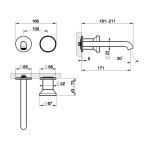 Gessi Origini Bateria umywalkowa podtynkowa z wylewką 171 mm - element zewnętrzny Matte Cipria 66088.275