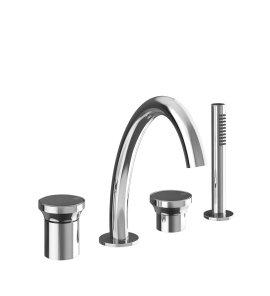 Gessi Origini Bateria wannowa 4-otworowa z zestawem prysznicowym Chrom 66037.031