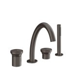 Gessi Origini Bateria wannowa 4-otworowa z zestawem prysznicowym Black Metal Brushed PVD 66037.707