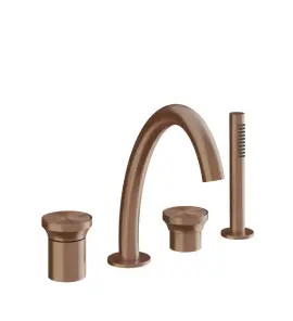 Gessi Origini Bateria wannowa 4-otworowa z zestawem prysznicowym Copper Brushed PVD 66037.708