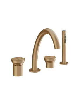 Gessi Origini Bateria wannowa 4-otworowa z zestawem prysznicowym Warm Bronze Brushed PVD 66037.726