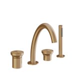 Gessi Origini Bateria wannowa 4-otworowa z zestawem prysznicowym Warm Bronze Brushed PVD 66037.726