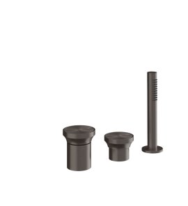 Gessi Origini Bateria wannowa 3-otworowa z zestawem prysznicowym Black Metal Brushed PVD 66043.707