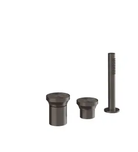 Gessi Origini Bateria wannowa 3-otworowa z zestawem prysznicowym Black Metal Brushed PVD 66043.707