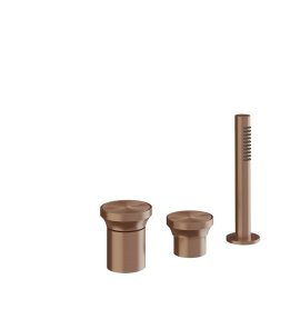 Gessi Origini Bateria wannowa 3-otworowa z zestawem prysznicowym Copper Brushed PVD 66043.708