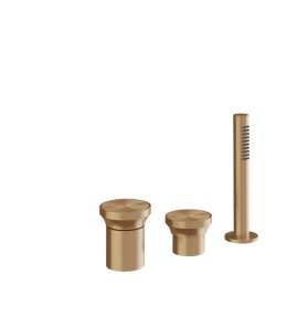Gessi Origini Bateria wannowa 3-otworowa z zestawem prysznicowym Warm Bronze Brushed PVD 66043.726