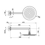 Gessi Origini Deszczownica Ø 250 mm z ramieniem ściennym Warm Bronze Brushed PVD 63348.726