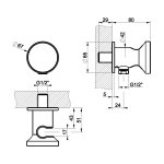 Gessi Origini Uchwyt na słuchawkę z przyłączem kątowym Black Metal Brushed PVD 66161.707