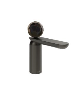 Gessi Perle Bateria umywalkowa z korkiem klik-klak black metal brushed pvd/murano sfaccettato 74251.707
