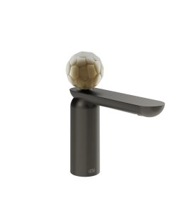 Gessi Perle Bateria umywalkowa z korkiem klik-klak black metal brushed pvd/murano battuto 74451.707