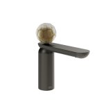 Gessi Perle Bateria umywalkowa z korkiem klik-klak black metal brushed pvd/murano battuto 74451.707