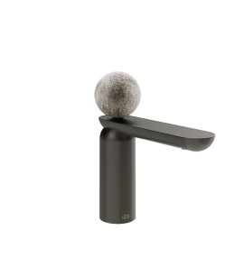 Gessi Perle Bateria umywalkowa z korkiem klik-klak black metal brushed pvd/murano pulegoso 74651.707